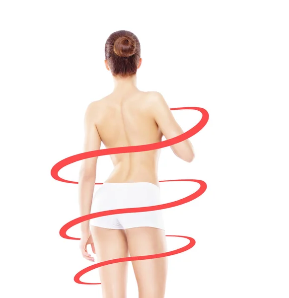 Fit Slender Woman Swimsuit Perfect Female Shape Back Buttocks Medicine — Stock Photo, Image