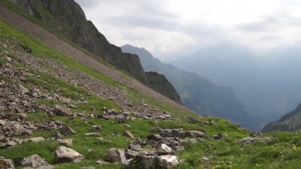 Picos Alpinos Paisaje Fondo Jungfrau Altiplano Bernés Alpes Turismo Viajes — Vídeo de stock