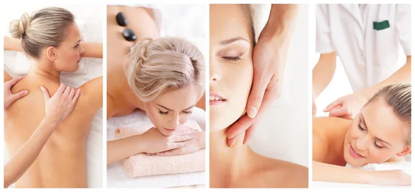 Traditionele Massage Medische Behandeling Spa Gezonde Jonge Mooie Meisjes Met — Stockfoto