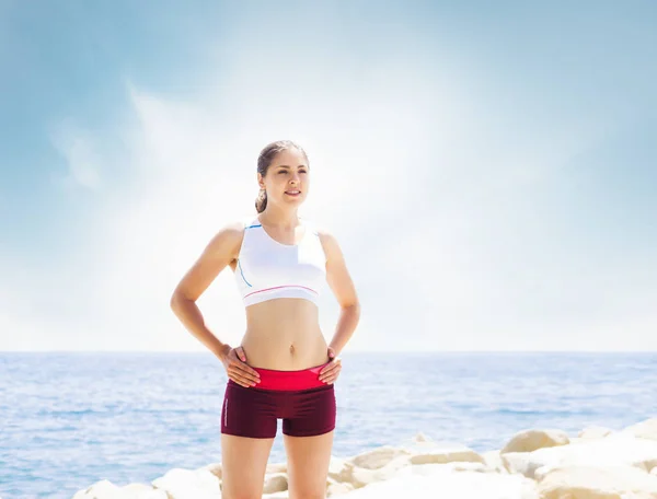 Concepto Deporte Fitness Mujer Joven Forma Deportiva Que Trabaja Gimnasio — Foto de Stock