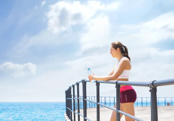 Deportiva Hermosa Chica Haciendo Deportes Aire Libre Gimnasio Fitness Concepto —  Fotos de Stock