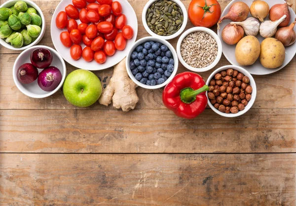 Здоровое Питание Свежие Овощи Фрукты Суперпродукты Питание Диета Концепция Веганской — стоковое фото