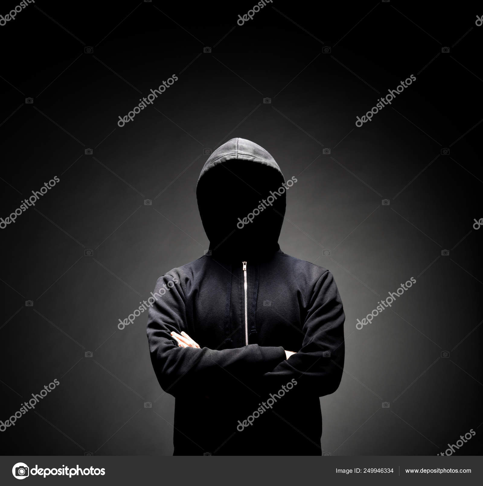 Portrait Computer Hacker Hoodie Obscured Dark Face Data Thief