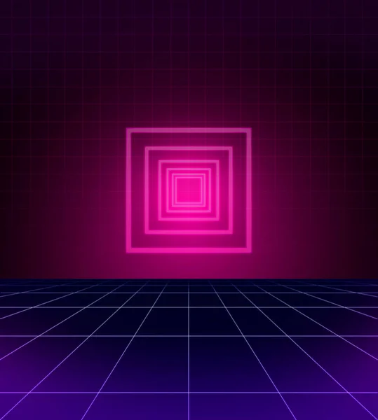 Świecące Neonowe Światło Wzór Tła Retro Gry Wideo Futurystyczny Design — Zdjęcie stockowe