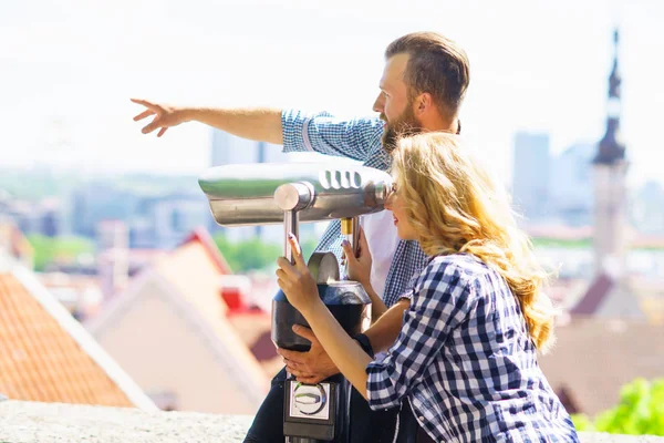 Giovane Coppia Amorevole Viaggio Tallinn Uomo Donna Punto Vista Amore — Foto Stock