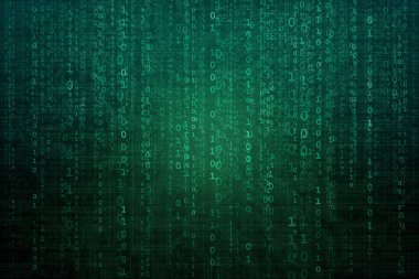 İkili kod ile dijital arka plan. Bilgisayar korsanları, darknet, sanal gerçeklik ve bilim kurgu kavramı.