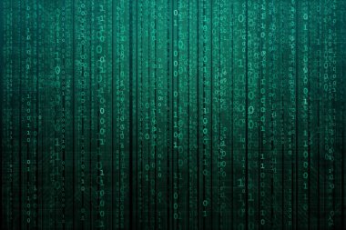 İkili kod ile dijital arka plan. Bilgisayar korsanları, darknet, sanal gerçeklik ve bilim kurgu kavramı.