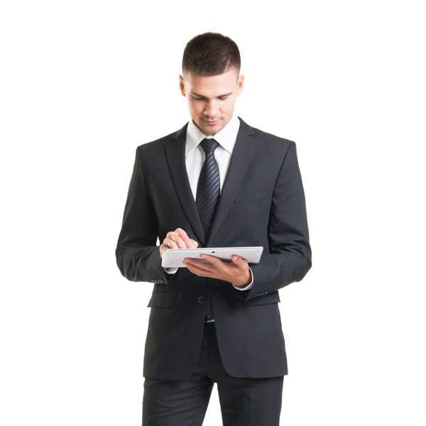 Άνδρα Αυτοπεποίθηση Στο Formalwear Επιχειρηματίας Απομονωμένα Λευκό Κοστούμι Επιχειρηματική Ιδέα — Φωτογραφία Αρχείου