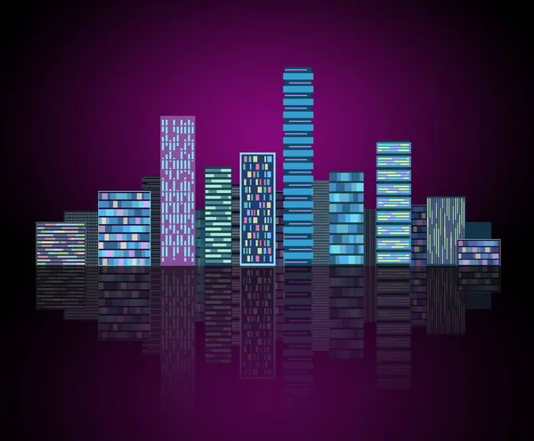 Kentsel Arka Plan Yüksek Teknoloji Şehirde Futuristik Neon Kızdırma Synthwave — Stok fotoğraf