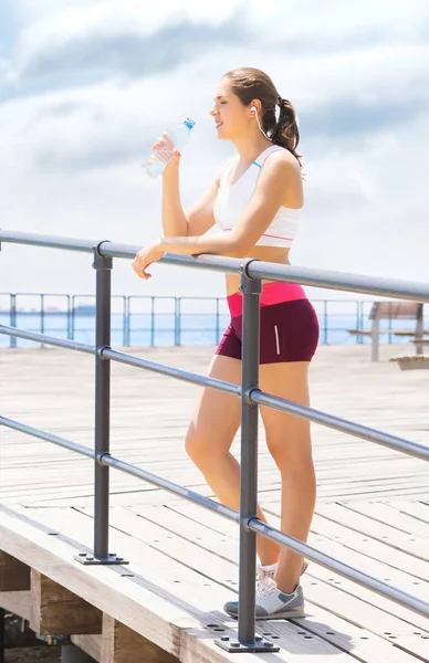 Sport Fitness Concept Young Fit Sporty Woman Working Gym Outdoor — Stock Photo, Image