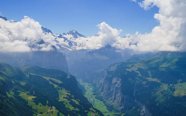 Picos Alpinos Paisaje Fondo Lauterbrunnen Jungfrau Altiplano Bernés Alpes Viaje — Foto de Stock