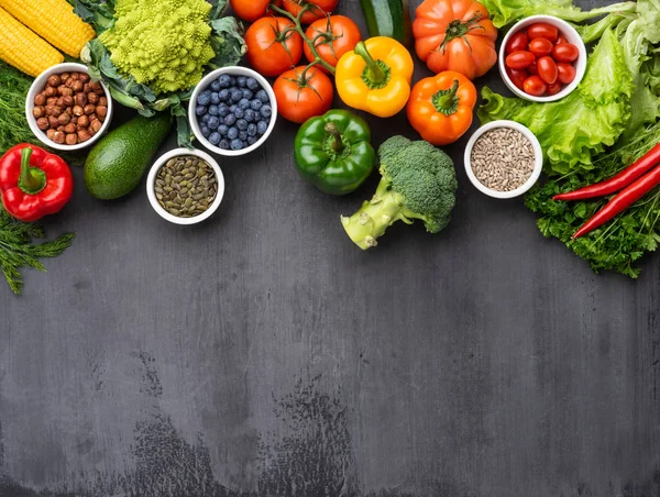 Ingrédients Alimentaires Sains Légumes Frais Fruits Superaliments Nutrition Régime Alimentaire — Photo