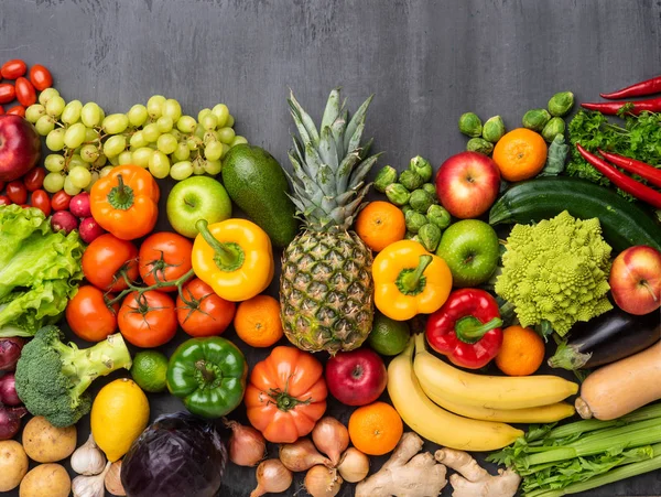 Ingrédients Alimentaires Sains Légumes Frais Fruits Superaliments Nutrition Régime Alimentaire — Photo