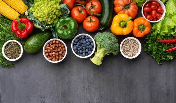 Ingrédients Alimentaires Sains Légumes Frais Fruits Superaliments Nutrition Régime Alimentaire — Photo