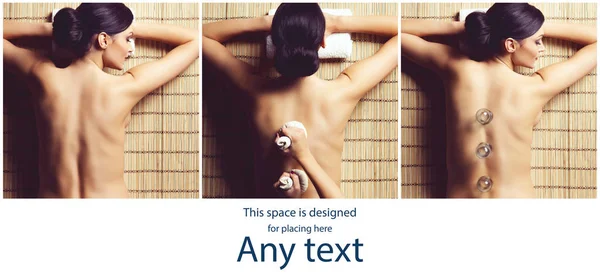 Insamling Bilder Med Kvinnor Som Har Olika Typer Massage Spa — Stockfoto