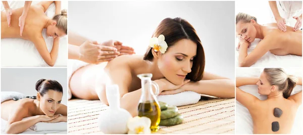 Set Massaggi Guarigione Salute Medicina Ricreazione Concetto Guarigione Massaggio — Foto Stock