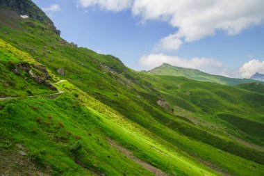 Dağ doruklarına arka plan manzara. Jungfrau, Bernese highland. Alpler, turizm yolculuk yürüyüş kavramı