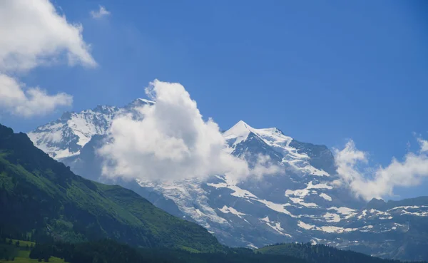 Alpine Picos Paisagem Fundo Jungfrau Planalto Bernês Alpes Suíços — Fotografia de Stock