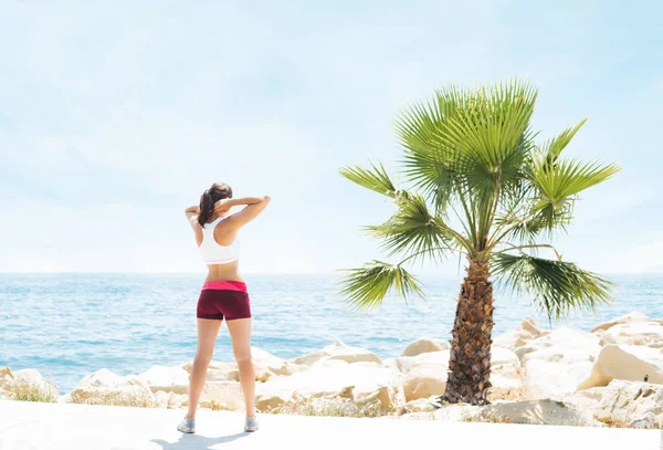 Jeune Forme Sportive Fille Formation Dans Salle Gym Extérieure Concept — Photo