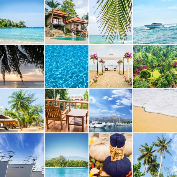 タイの異なる旅行先や活動についての写真のセット 休暇の概念 — ストック写真