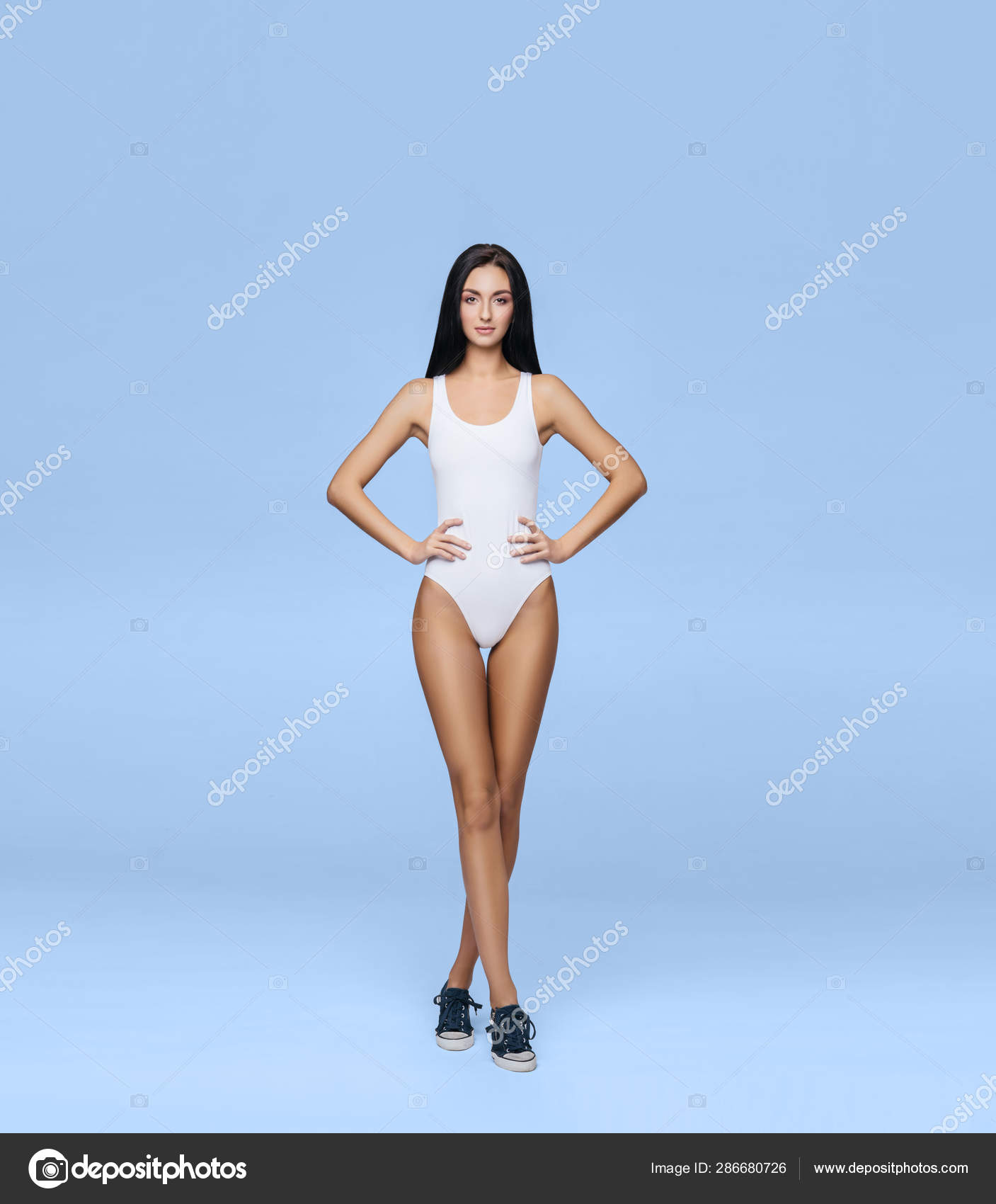 Woman Body Beauty, Model Girl Fitness Exercise In White Underwear