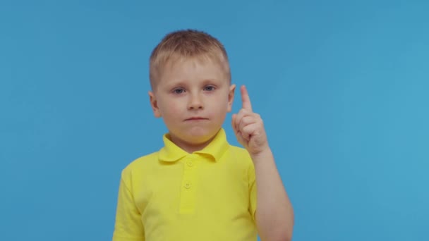 Portrait Garçon Heureux Souriant Shirt Enfant Attrayant Expressif Studio Concept — Video