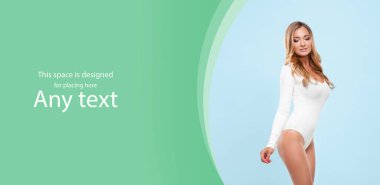 Beyaz iç çamaşırlı sağlıklı bir manken. Mayo giymiş genç, güzel ve seksi bir kadın. Fitness, kilo kaybı, spor ve diyet kavramları.