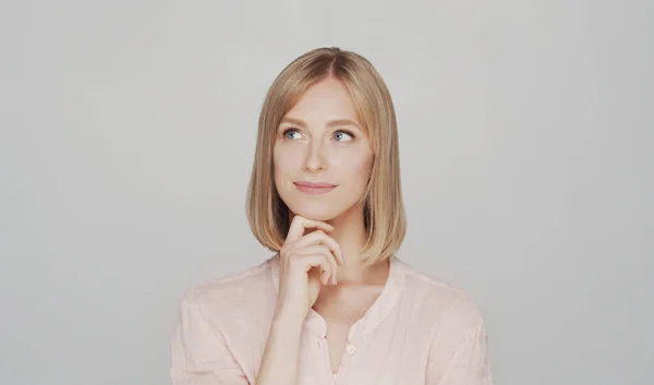 Studio Portrait Happy Expressive Young Blond Woman — Stock Photo, Image