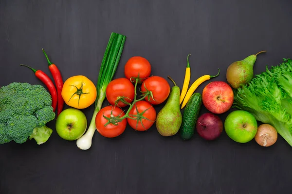 Ingredientes Alimentares Saudáveis Legumes Frescos Frutas Superalimentos Nutrição Dieta Conceito — Fotografia de Stock