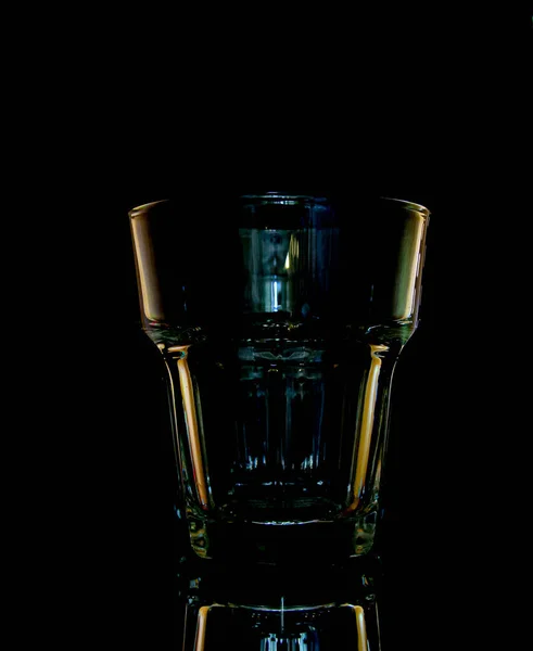 Het Glas Voor Whisky Old Fashioned Rocks Zwarte Achtergrond — Stockfoto