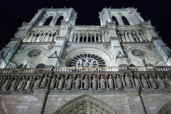 Στον Καθεδρικό Ναό Notre Dame Του Παρισιού Βράδυ Δείτε Από — Φωτογραφία Αρχείου