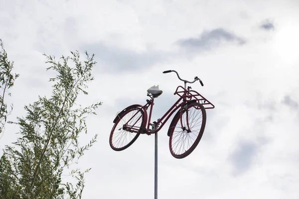 Vintage bicycle set as an art object outdoors