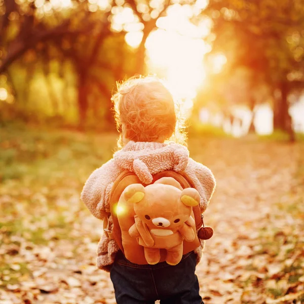 Niño pequeño con el pelo rizado en la luz del atardecer — Foto de Stock