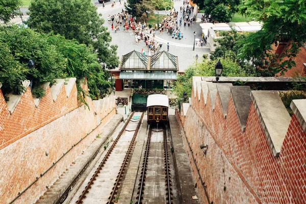 Budapest Hungary July 2019 View Buda Castle Funicular Historical Cable — Stock Photo, Image