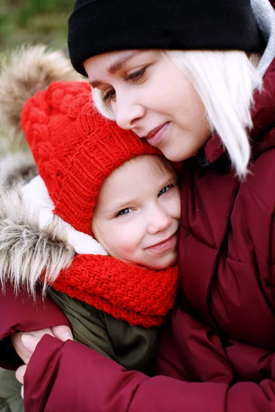 Young Pretty Mother Holding Hugging Her Cute Little Preschool Daughter — Stock Photo, Image