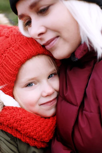 Young Pretty Mother Holding Hugging Her Cute Little Preschool Daughter — Stock Photo, Image