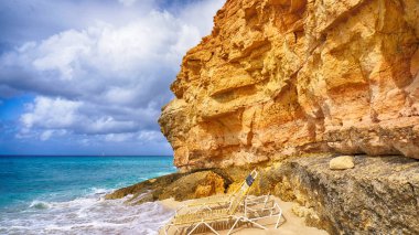 Cupecoy Plajı, Sint Maarten - Saint Martin. Karayip adası