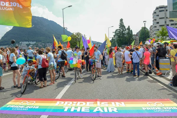 Lugano Švýcarsko Června 2018 Gayové Lesbičky Chůze Gay Pride Parade — Stock fotografie
