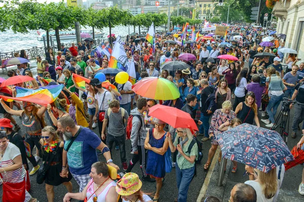 Lugano Švýcarsko Června 2018 Gayové Lesbičky Chůze Gay Pride Parade — Stock fotografie