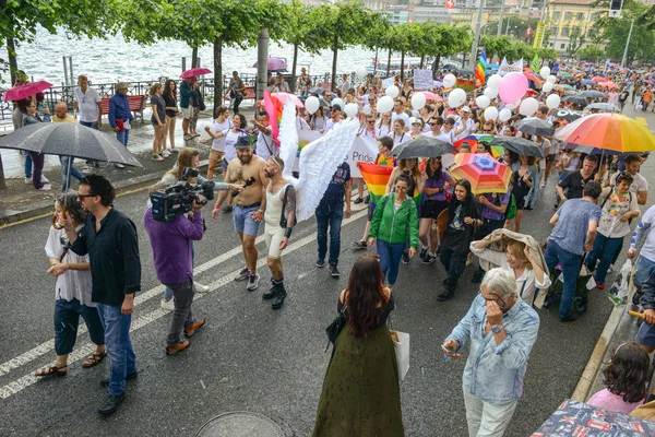 Lugano Švýcarsko Června 2018 Gayové Lesbičky Chůze Gay Pride Parade — Stock fotografie