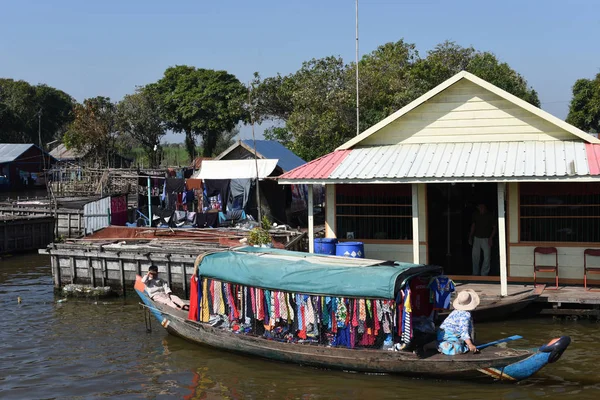 Tonle Sap Meer Cambodja Januari 2018 Drijvend Dorp Aan Het — Stockfoto