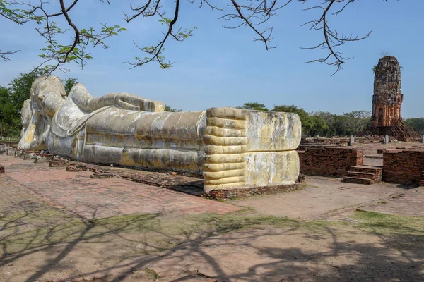 Liggande Buddha Ayutthaya Historiska Park Thailand — Stockfoto