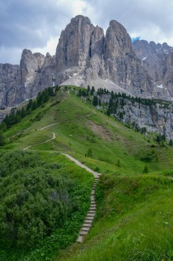 Beautiful summer mountain view of Sella group on Dolomites, Italy clipart