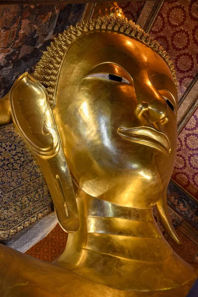 Stora Gyllene Liggande Buddha Wat Pho Templet Bangkok Thailand — Stockfoto