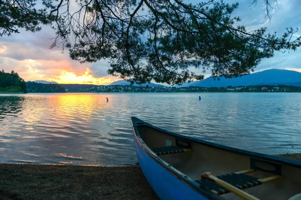 オーストリアのケルンテン州の湖 Fakkar の夕日 — ストック写真