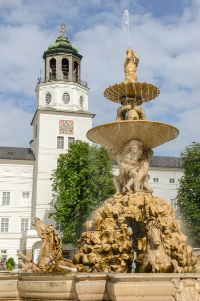 Fontaine Place Résidence Dans Vieille Ville Salzbourg Sur Autriche — Photo