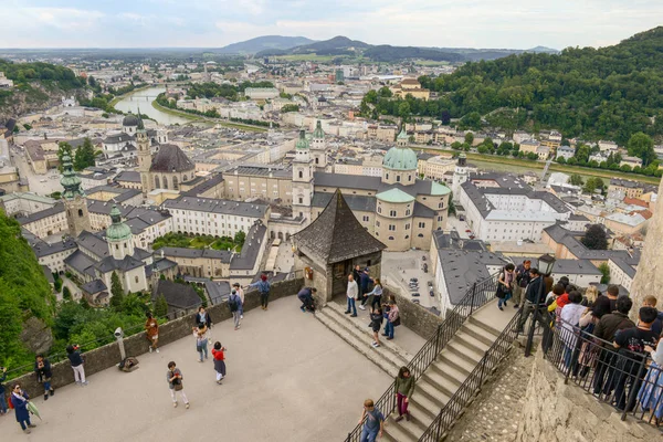 Salzburg Oostenrijk Juni 2018 Uitzicht Vanaf Het Kasteel Hohensalzburg Het — Stockfoto