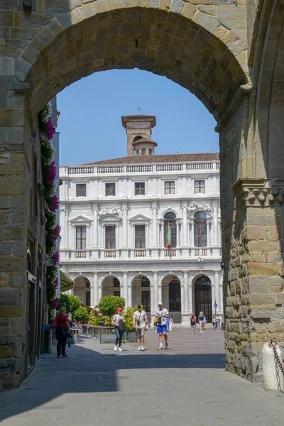 Bergamo Italia Luglio 2018 Piazza Centrale Del Centro Storico Bergamo — Foto Stock