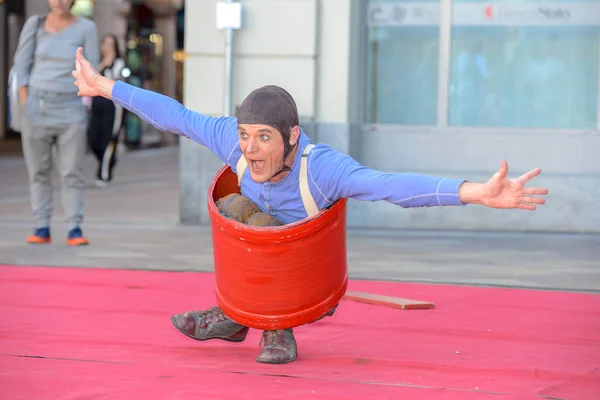 Lugano Schweiz Juli 2016 Komiker Barto Beim Buskers Festival Lugano — Stockfoto