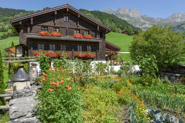 Chalet Tradisional Engelberg Alpen Swiss — Stok Foto